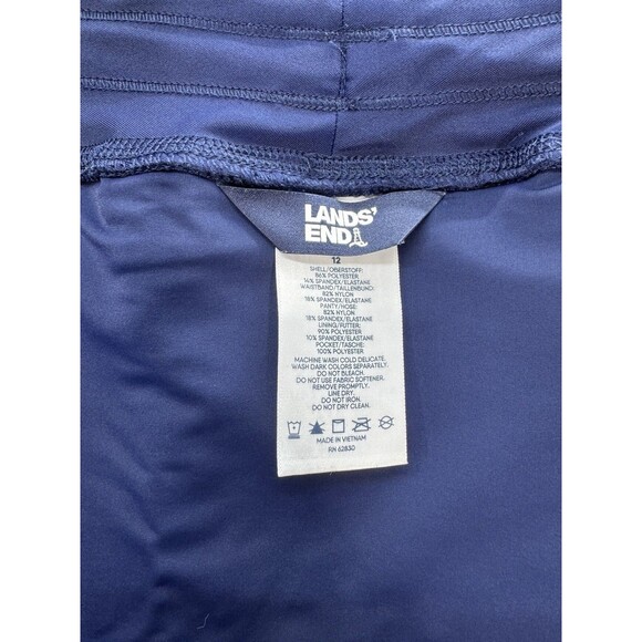 Lands’ End 5” Quick Dry Board Shorts Womens 12 Navy Blue Lined Swim Cover Up - Picture 4 of 9